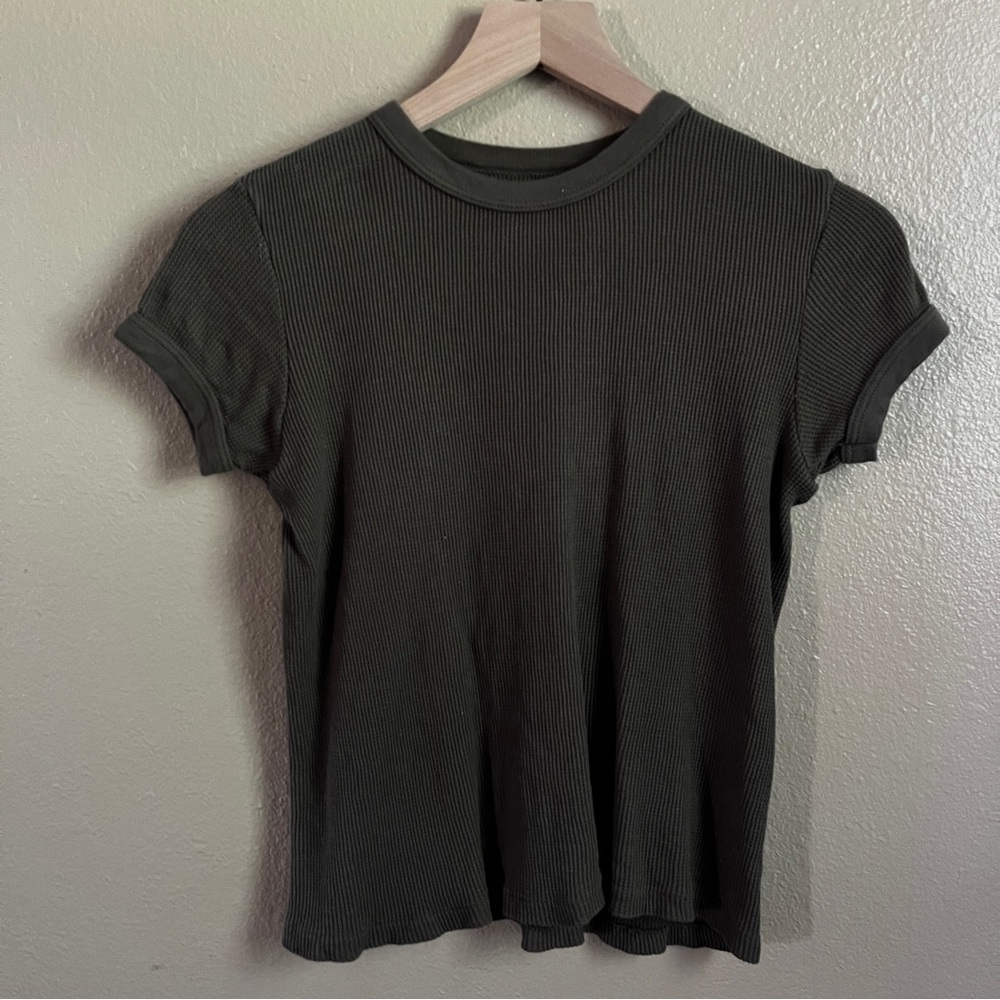 Waffle knit short sleeve top